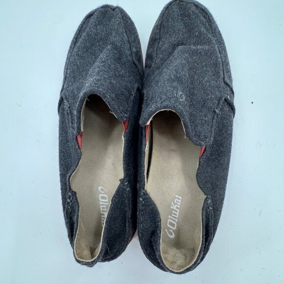 Olukai Mens Nohea Wool Slip-On Shoes Size M12 Charcoal With Rubber Outsole - Picture 3 of 9